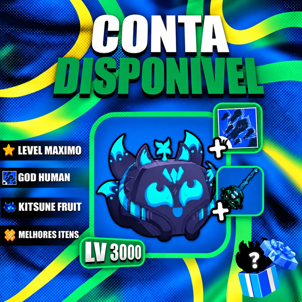 『 🦊 』 KITSUNE FRUIT + GODHUMAN + LEVEL MÁX